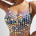 Rainbow Sequin Body Chain Bra Top