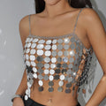 Silver Sequin Body Chain Bra Top
