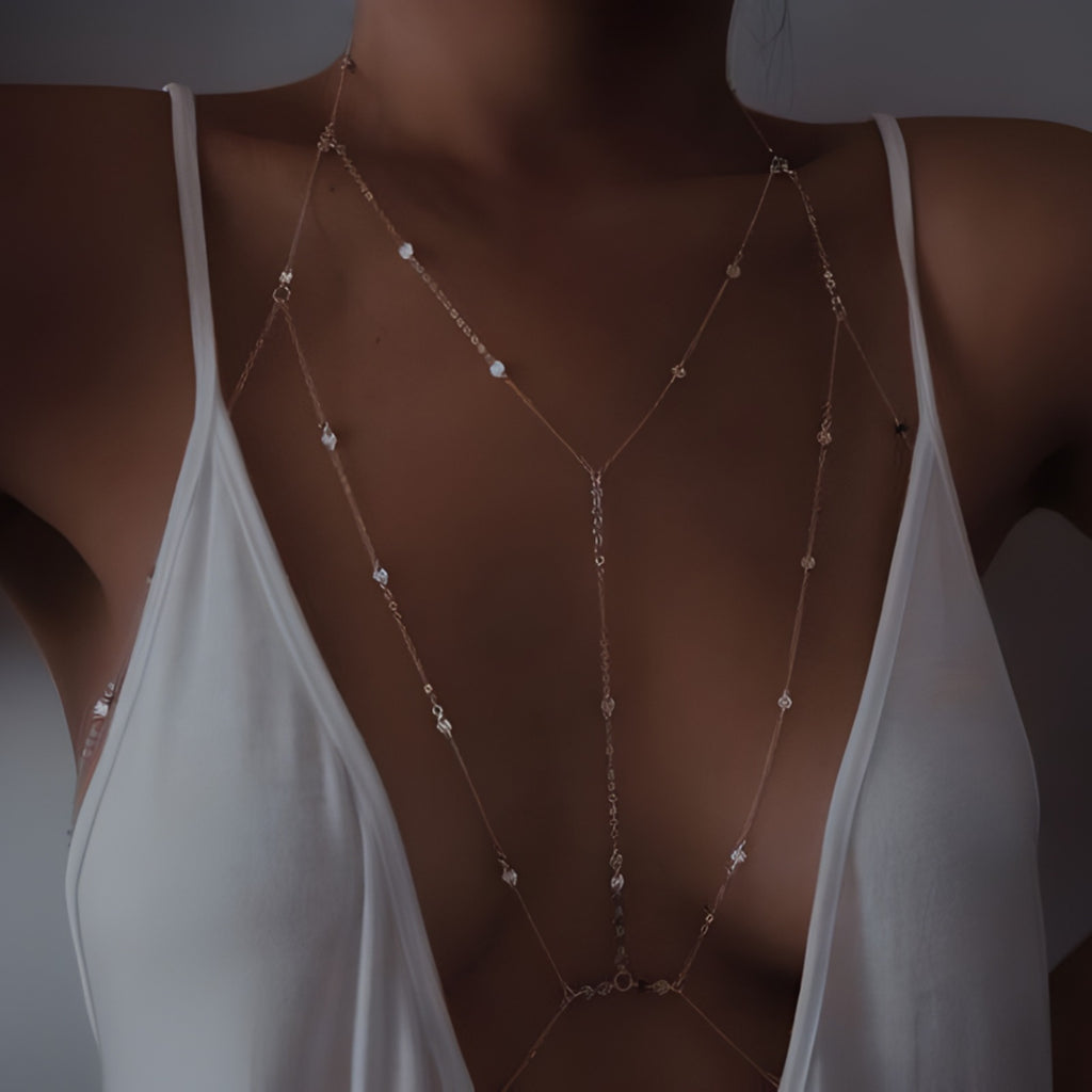 Elegant Back Drop Body Chain Necklace for Women