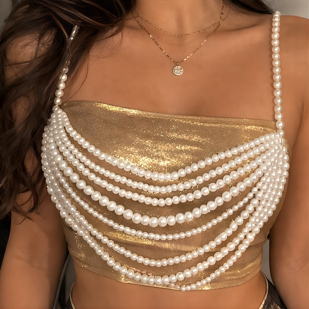 Elegant Layered Pearl Bralette
